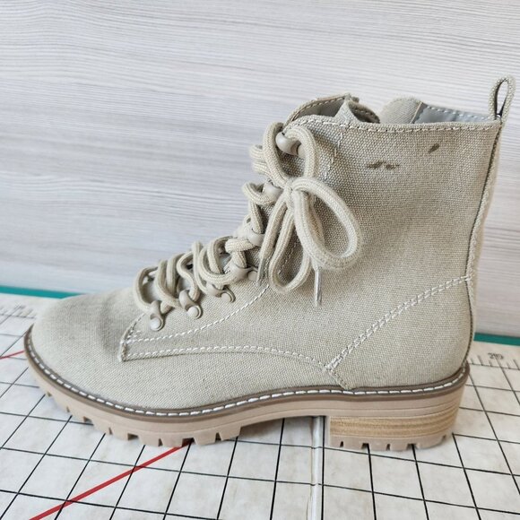 Women's Parker Lace-up Combat Boots Side Zip Universal Thread Tan Bootie - Picture 3 of 13